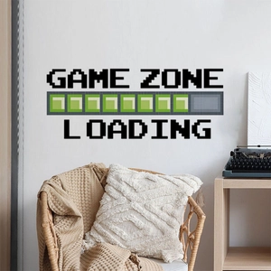 Modern pixel style Game Zone wall sticker with Loading bar for bedroom wall decor