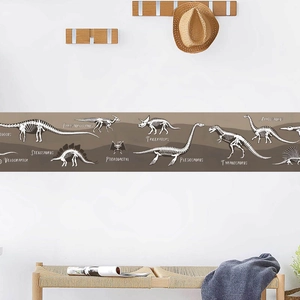 Self-adhesive dinosaur fossil wall border sticker for nursery and kids' room decoration