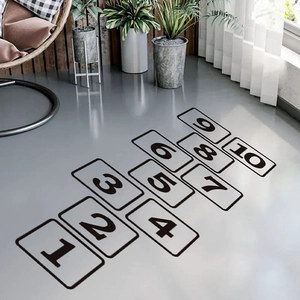 Modern black and white PVC hopscotch number floor stickers for kids bedroom decor