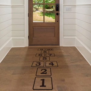 Black digital hopscotch grid floor stickers 1-10 for bedroom and living room decor
