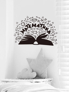 Mathematical wall sticker featuring open book silhouette and formulas for study room