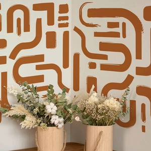 Abstract geometric wall sticker in warm burnt orange for modern home interior decor