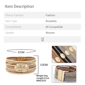 Multilayer leather wrap bracelet with sparkling rhinestones and magnetic gold clasp