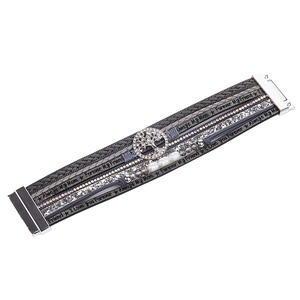 Detail of multi-layer Tree of Life bracelet with crystals and magnetic clasp