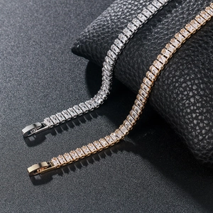 Bracciali tennis classici in oro e argento con cristalli di zircone rettangolari