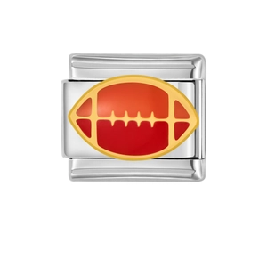 Dettaglio di un modulo per bracciale in acciaio inossidabile con design football americano