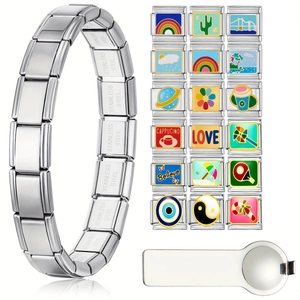 Maglie Componibili Italiane in Acciaio Inossidabile per Bracciali DIY Smalto Sole Arcobaleno Stella Cuore Gioielli Accessori