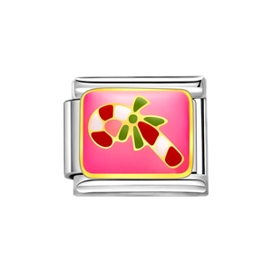 Dettaglio dell'anello per bracciale italiano con motivo festivo a bastoncino di zucchero