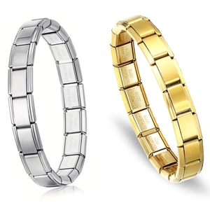 Italian Modular Link Charm Bracelet Stainless Steel Minimalist DIY Stretch Wristband For Men Women Jewelry Gold Silver Color