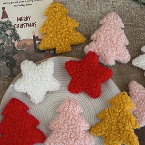 Plush Christmas tree and star DIY fabric ornaments in assorted festive colors