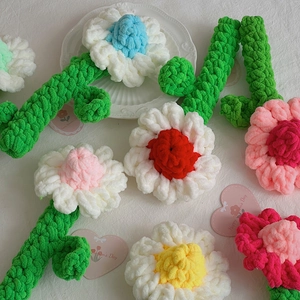 Handmade chenille yarn daisy bouquet in vibrant colors for home decor and gifts