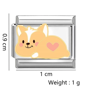 Roestvrijstalen Italiaanse bedel met schattig Corgi-hondenpatroon voor DIY armbanden