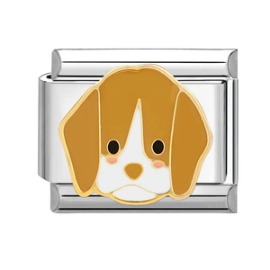 Maillon modulaire en acier inoxydable avec motif chien Beagle en émail pour bracelet DIY