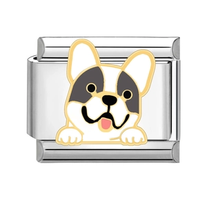 Maillon de bracelet italien en acier inoxydable avec motif bouledogue français
