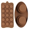 Detailed view of 15-hole and 2-hole silicone chocolate molds for baking and DIY crafts