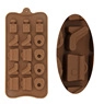 Detailed macro view of brown silicone baking mold with boot and cup shaped cavities
