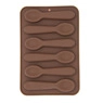 Detailed macro view of a 6-cavity spoon shaped silicone chocolate and baking mold