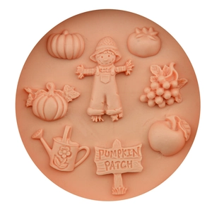 Silicone mold for DIY fondant featuring pumpkin patch and fall farm harvest patterns