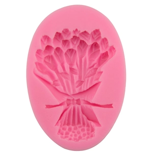 Pink silicone rose bouquet fondant mold for DIY cake decorating and baking crafts