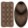 Brown 15-cavity heart shaped silicone mold for DIY chocolate and cake baking