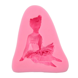Pink silicone ballerina girl mold for fondant cake, soap and DIY craft baking