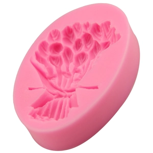 Pink silicone rose flower bouquet fondant mold for cake decorating and DIY baking projects