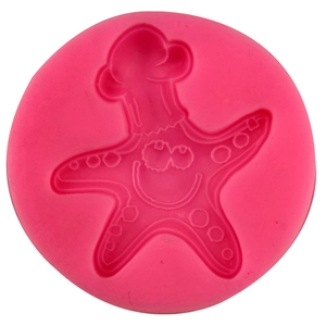 Pink silicone starfish chef fondant cake mold for creative kitchen baking and DIY crafts