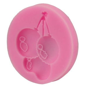 Pink silicone mold featuring detailed cherry patterns for DIY fondant and baking