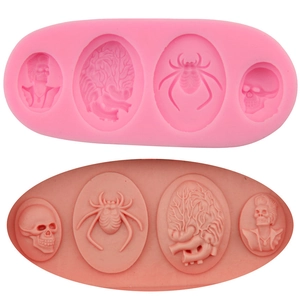 Halloween Skull Spider Heart Silicone Cake Mold DIY Fondant Chocolate Baking Tool Gothic Party Decor Kitchen Cake Decorating Mold