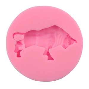 Moule en silicone rose avec silhouette de taureau pour pâtisserie et fondant DIY