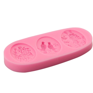 Stampo in silicone rosa con motivi di rose e uccelli per decorazione di fondente e dolci