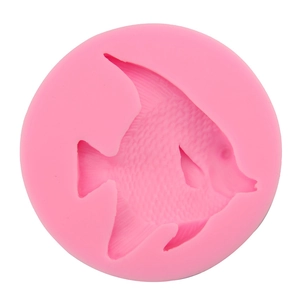 Pink circular silicone fish mold for fondant cake decorating and DIY baking tools
