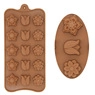 Chocolate brown silicone mold set featuring floral patterns for cake and soap making