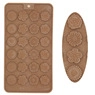 Detail view of 24-hole and 5-hole flower shaped silicone molds for baking and DIY soaps