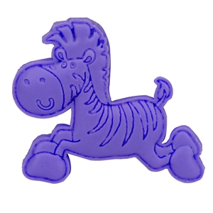 Vibrant purple cartoon zebra shoe charm accessory made of soft silicone for clog decoration
