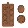Detail of tulip and flower patterns inside brown silicone chocolate and baking molds