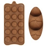 Detailed macro view of 15-cavity brown silicone mold with clear basketball patterns