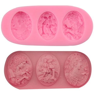 Stampo in Silicone con Rilievo Ritratto Classico 3D Stile Europeo Amante della Ragazza Stampo per Torta Fondente per Cioccolato