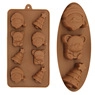 Two-piece silicone chocolate mold set with Christmas patterns on white background