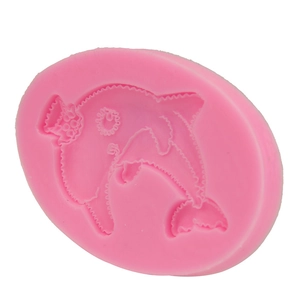 Pink silicone dolphin fondant mold for cake decorating and DIY baking tools