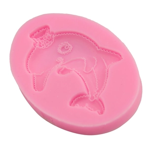Pink silicone dolphin with crown fondant cake mold for professional baking decoration