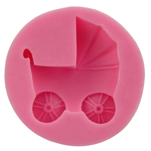 Pink silicone baby stroller fondant mold for DIY cake decorating and baking tools