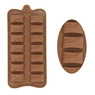 Brown silicone chocolate molds set featuring 12-cavity rectangle and 3-cavity oval shapes