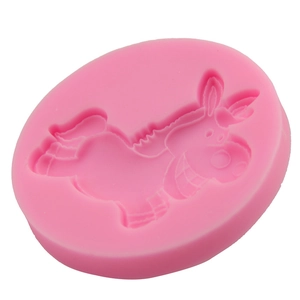 Pink silicone cartoon donkey mold for DIY fondant cakes and chocolate baking tools