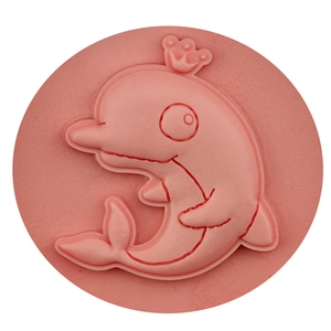 Stampo in silicone rosa con delfino 3D in rilievo e corona per decorazione torte DIY