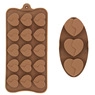 Macro detail of brown heart shaped silicone molds for DIY baking and chocolate making