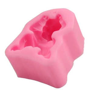 Pink silicone baby fondant mold with cartoon character shape for DIY cake decorating