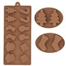 Detail of Christmas silicone mold set featuring trees and candy canes in brown