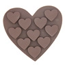 Macro shot of 10-cavity brown heart shaped silicone mold for chocolate and candy DIY