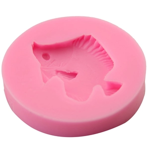Pink circular silicone fish mold for fondant cake decorating and DIY baking tools
